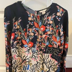 H&M floral long sleeve midi dress